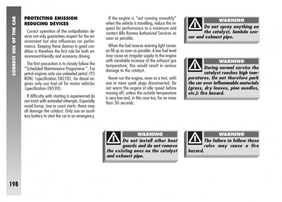 Alfa Romeo 156 owners manual / page 199