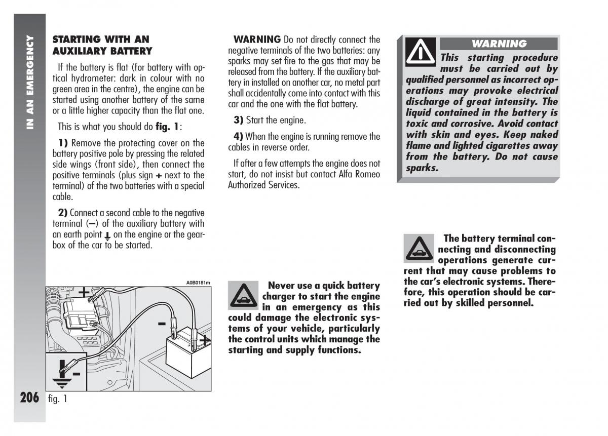 Alfa Romeo 156 owners manual / page 207