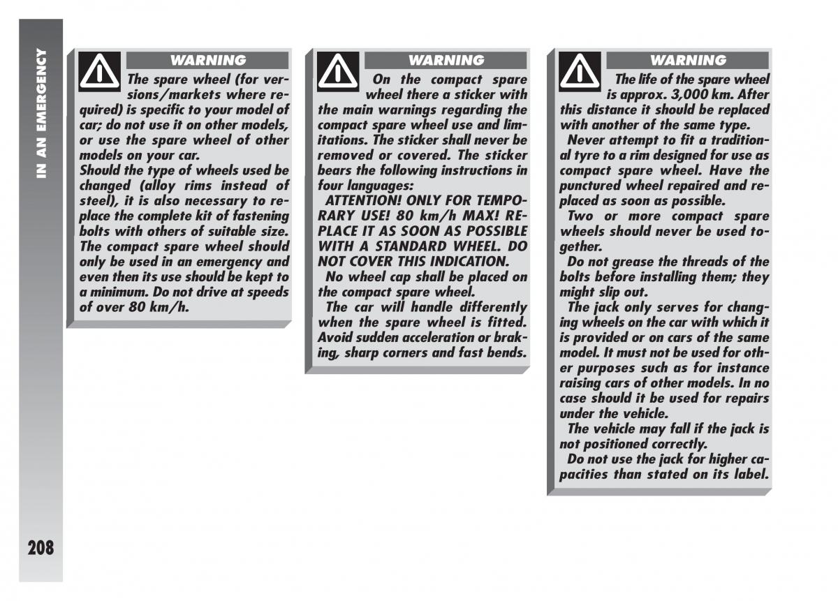 Alfa Romeo 156 owners manual / page 209