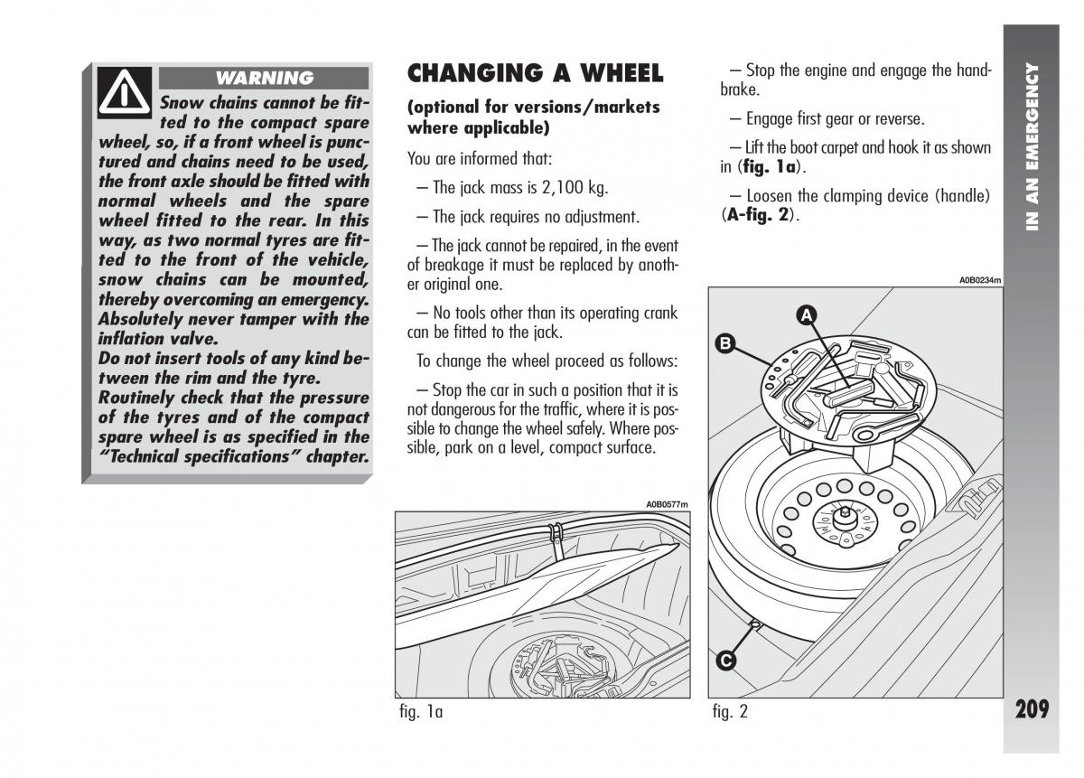 Alfa Romeo 156 owners manual / page 210