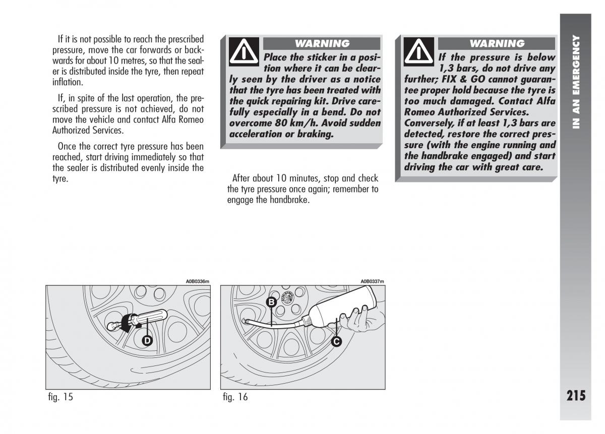 Alfa Romeo 156 owners manual / page 216