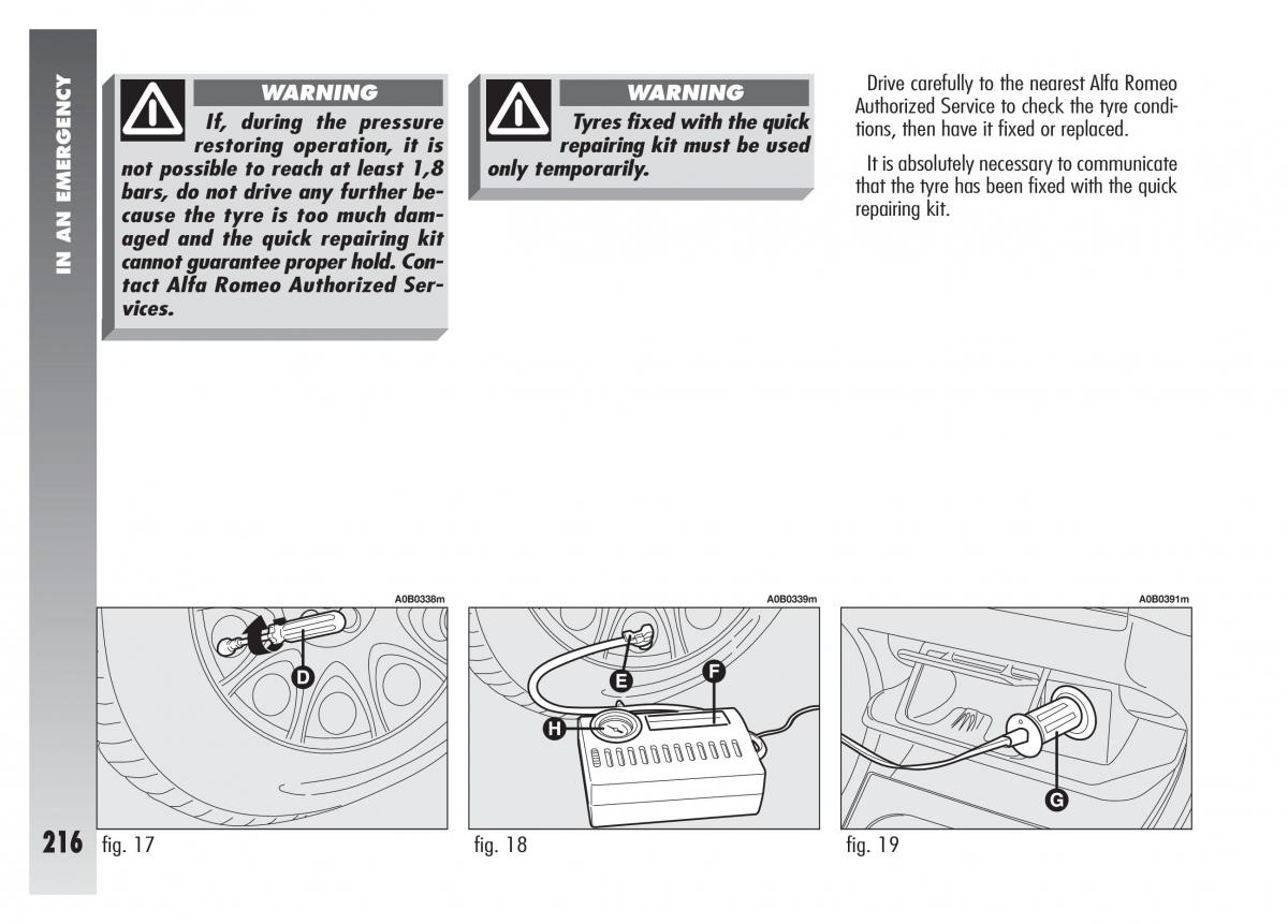 Alfa Romeo 156 owners manual / page 217