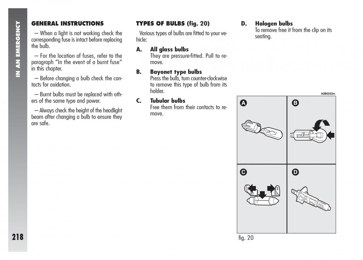 Alfa Romeo 156 owners manual / page 219