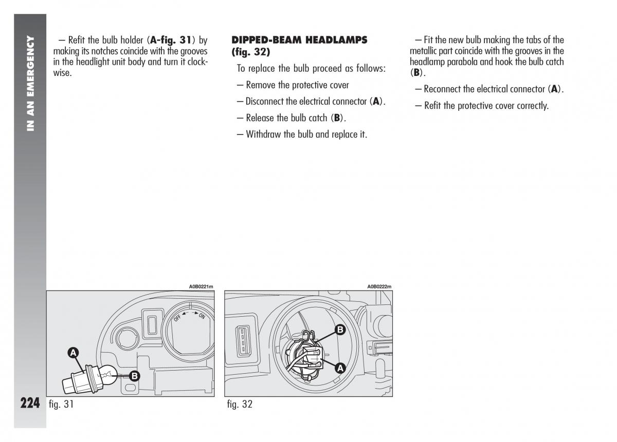 Alfa Romeo 156 owners manual / page 225