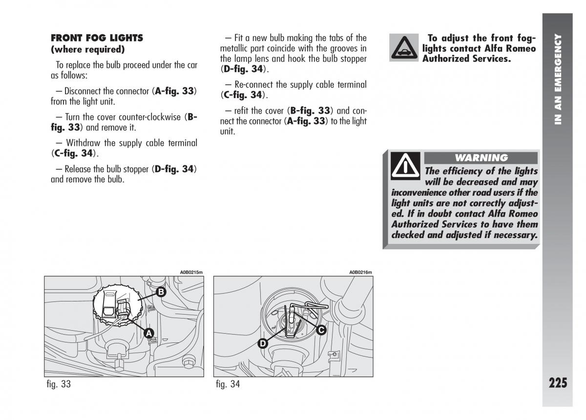 Alfa Romeo 156 owners manual / page 226