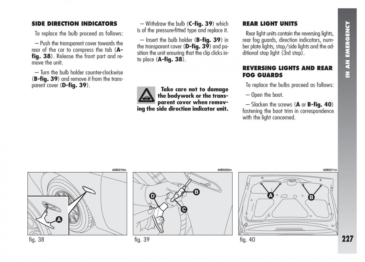 Alfa Romeo 156 owners manual / page 228