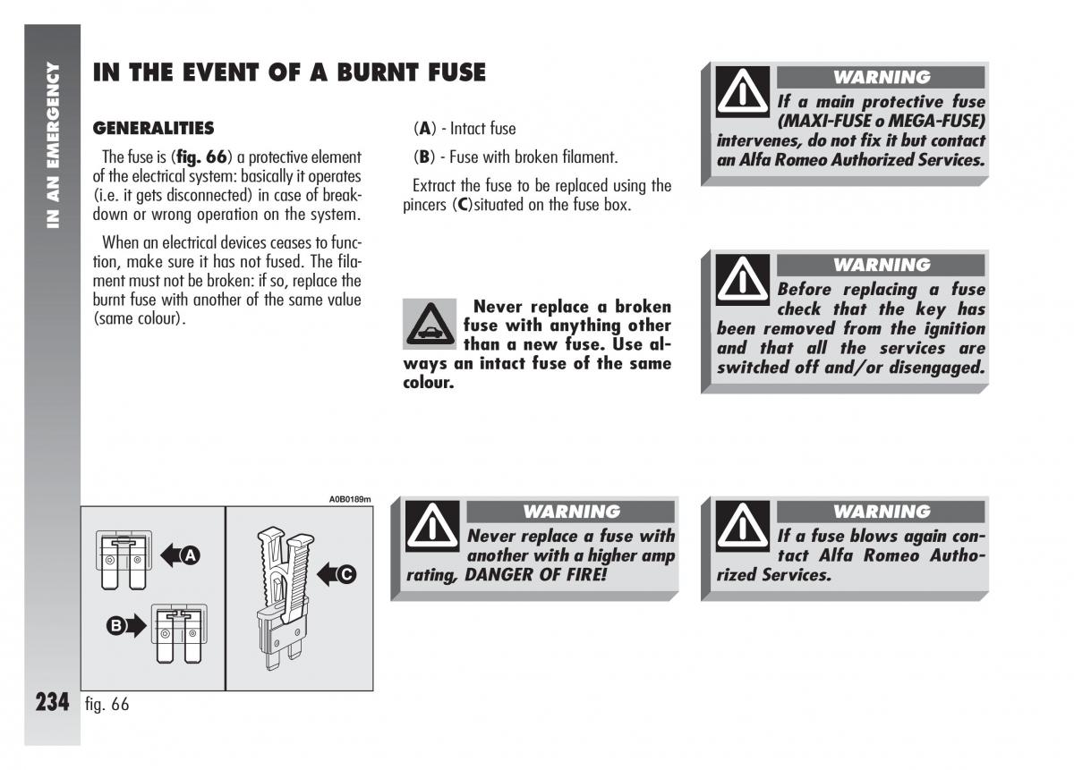 Alfa Romeo 156 owners manual / page 235