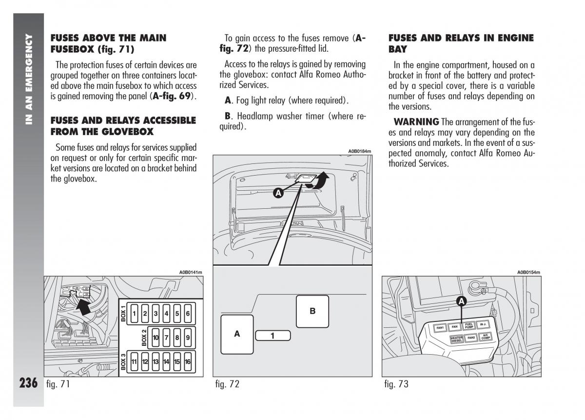 Alfa Romeo 156 owners manual / page 237