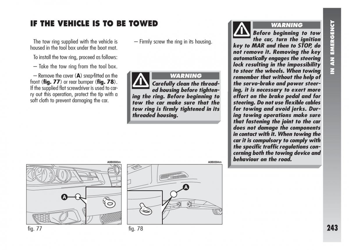 Alfa Romeo 156 owners manual / page 244