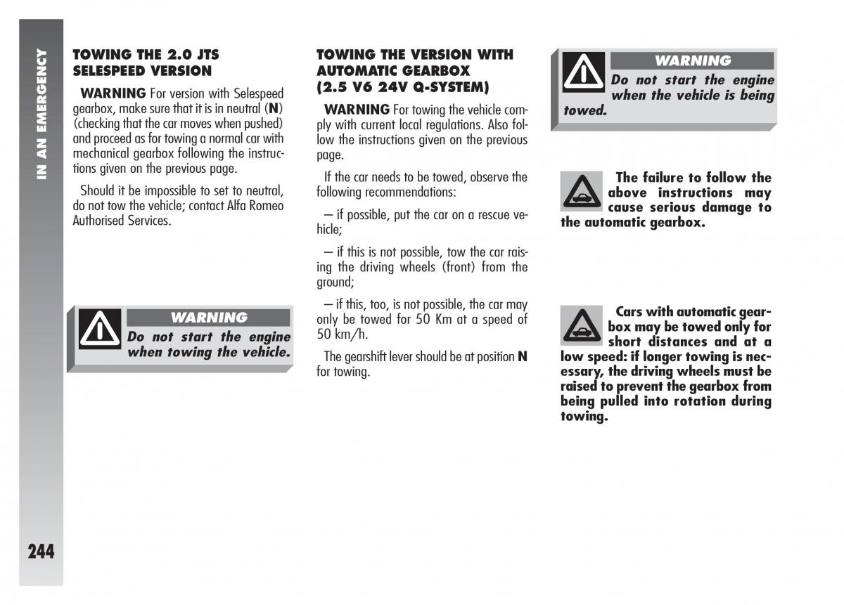 Alfa Romeo 156 owners manual / page 245