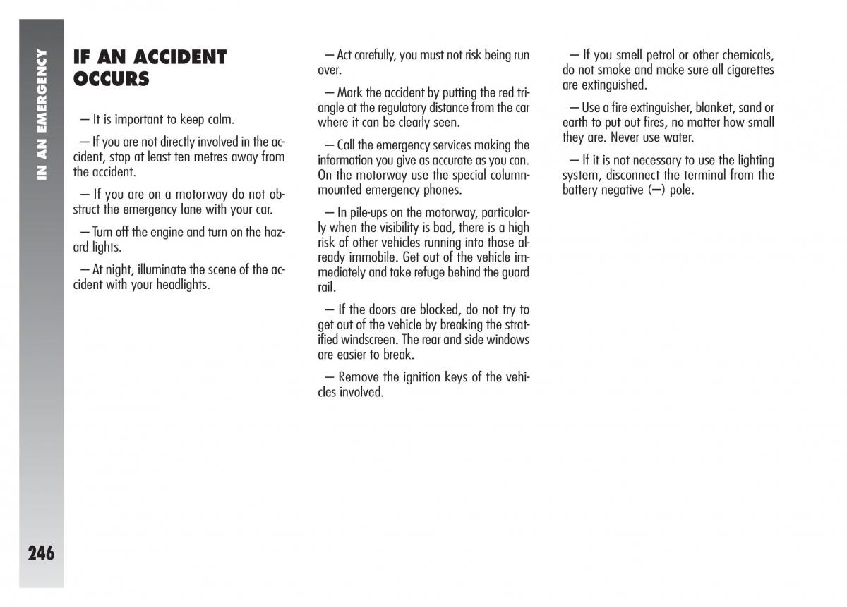 Alfa Romeo 156 owners manual / page 247