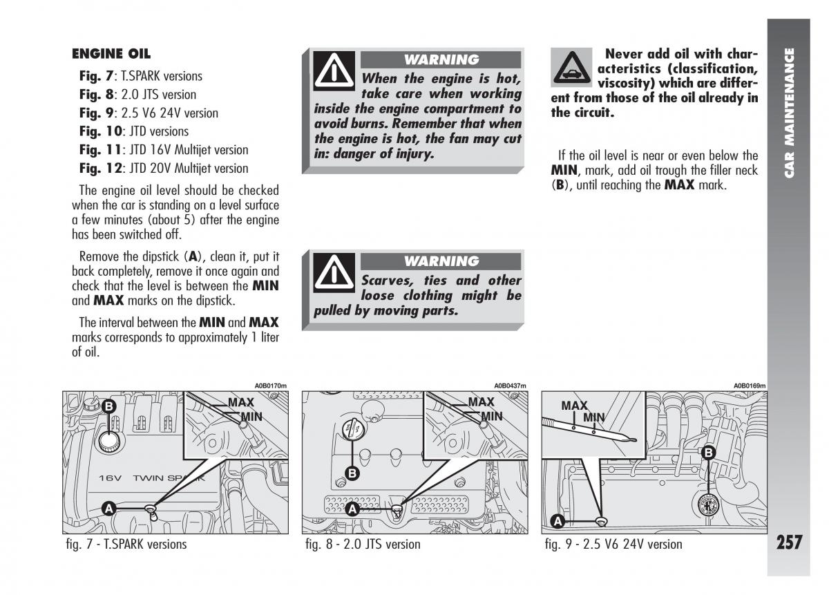 Alfa Romeo 156 owners manual / page 258