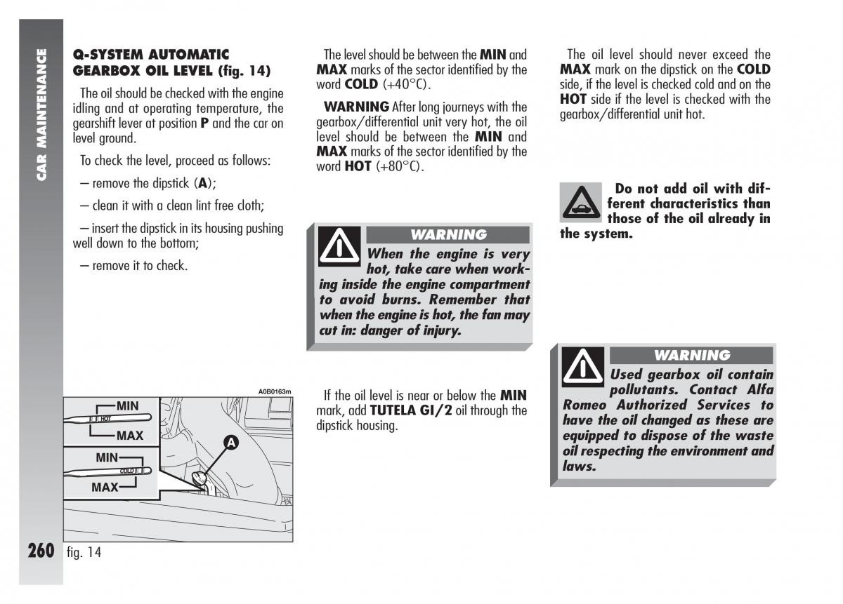 Alfa Romeo 156 owners manual / page 261