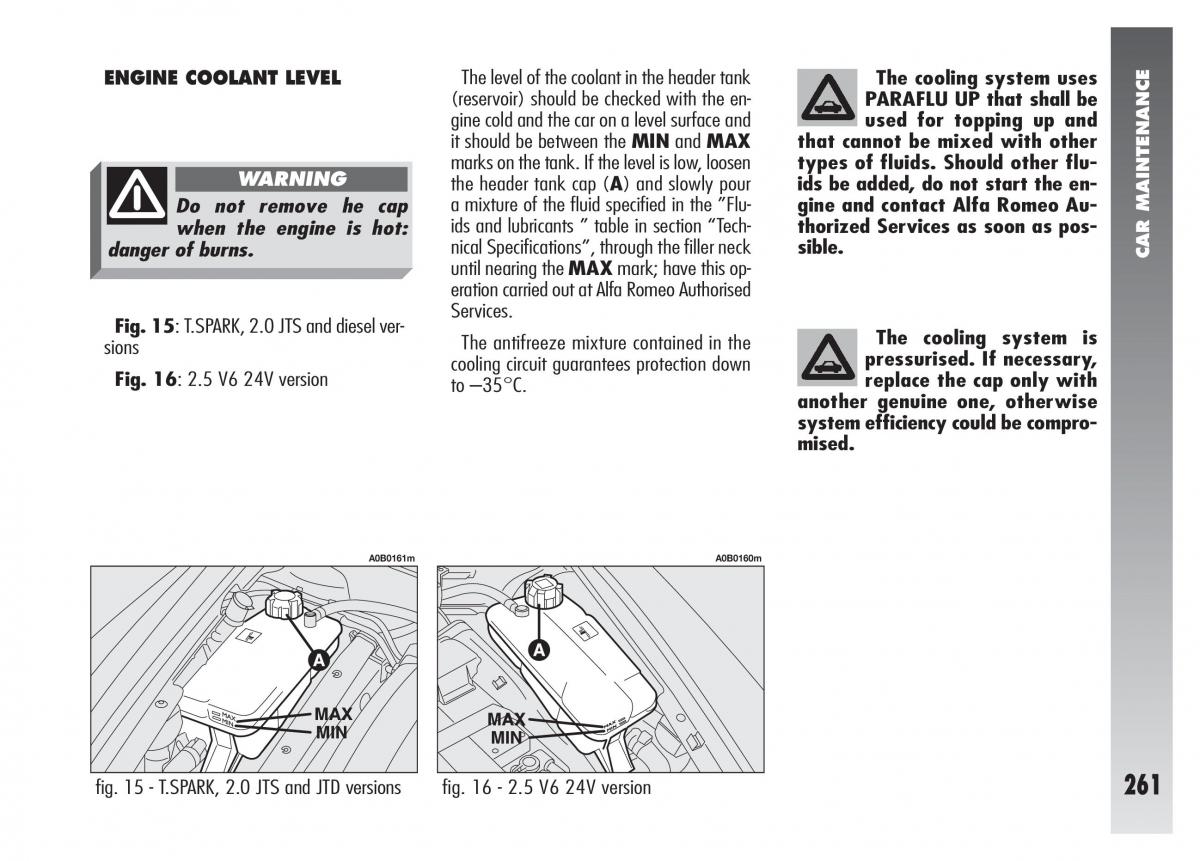 Alfa Romeo 156 owners manual / page 262