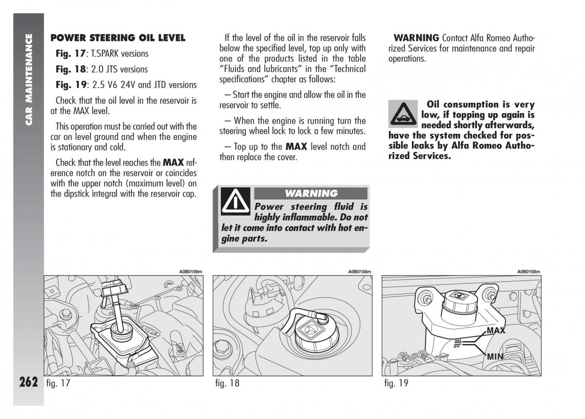 Alfa Romeo 156 owners manual / page 263