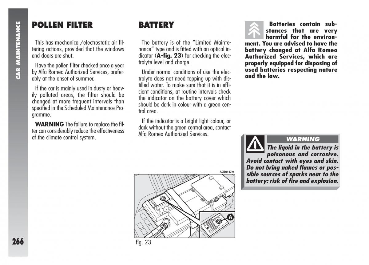 Alfa Romeo 156 owners manual / page 267