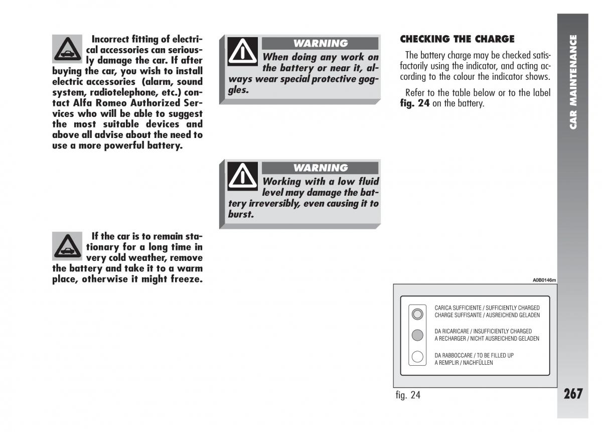 Alfa Romeo 156 owners manual / page 268