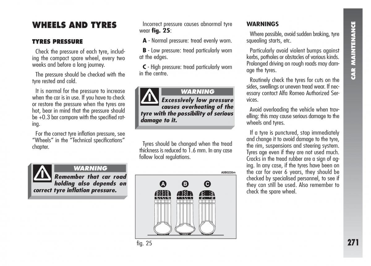 Alfa Romeo 156 owners manual / page 272