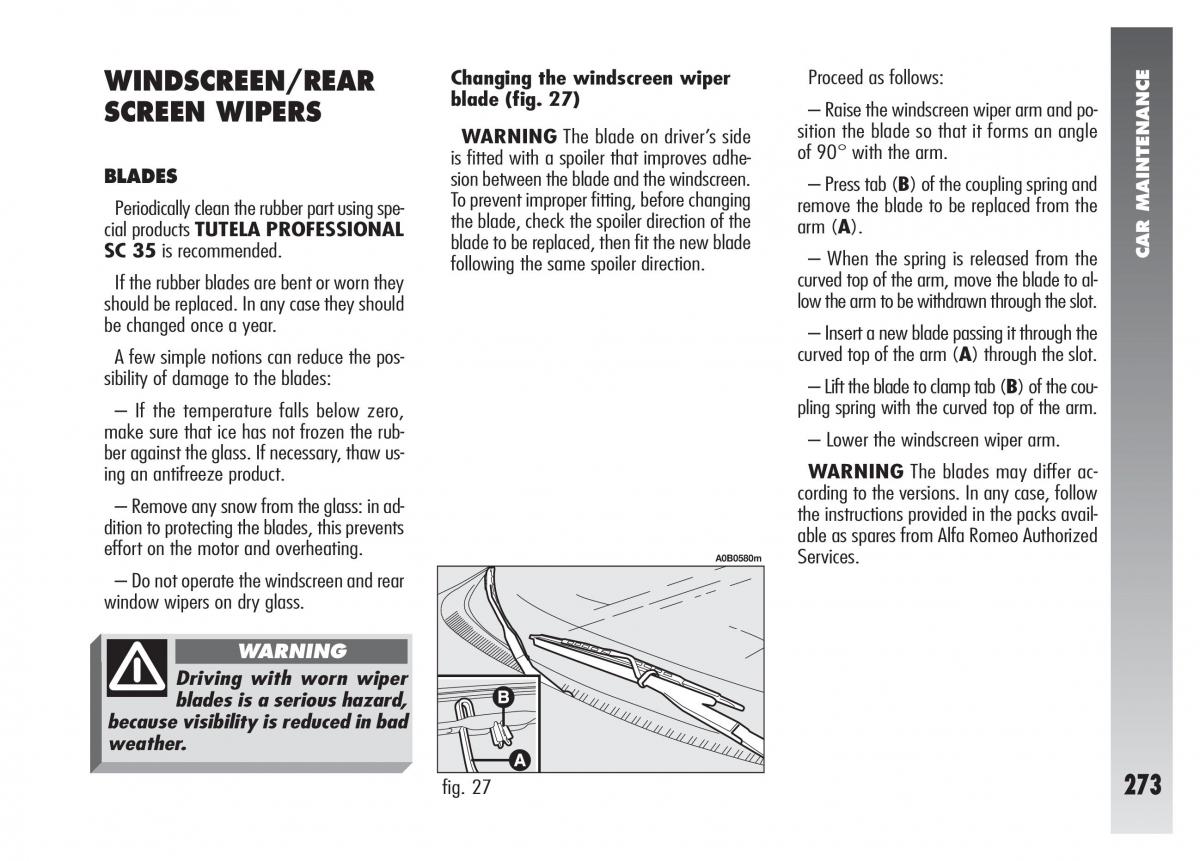 Alfa Romeo 156 owners manual / page 274