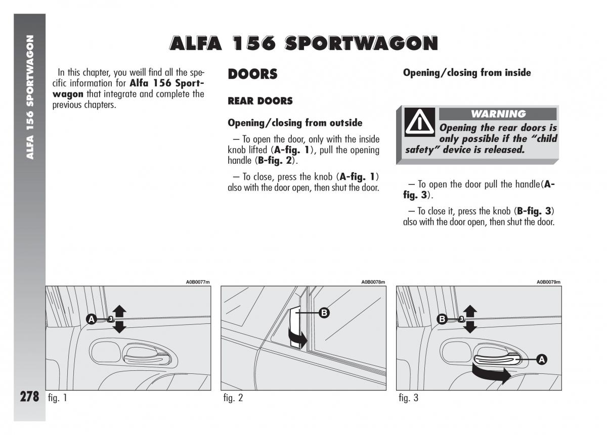 Alfa Romeo 156 owners manual / page 279