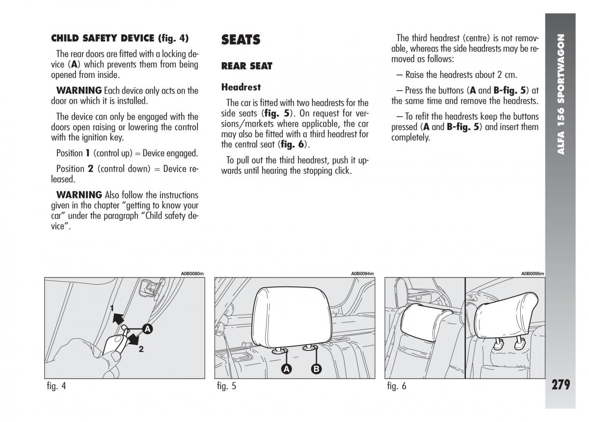 Alfa Romeo 156 owners manual / page 280