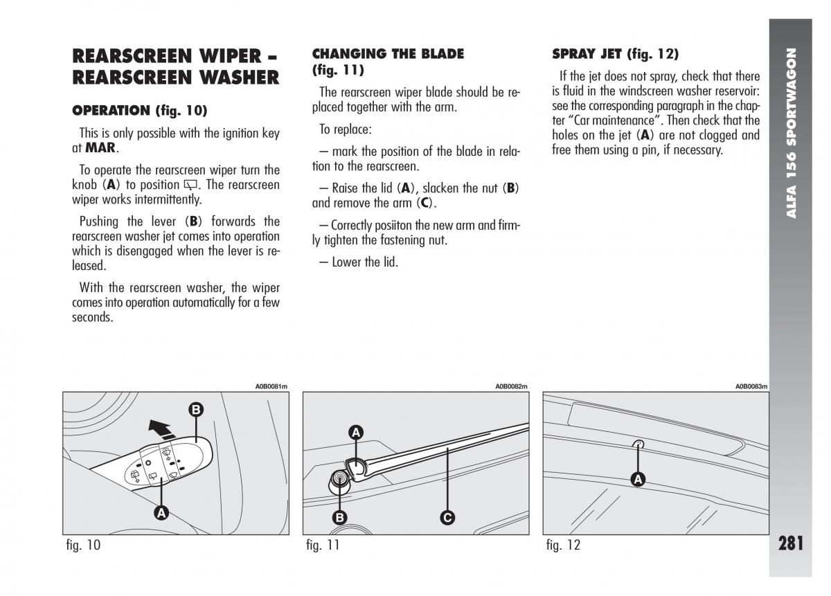 Alfa Romeo 156 owners manual / page 282