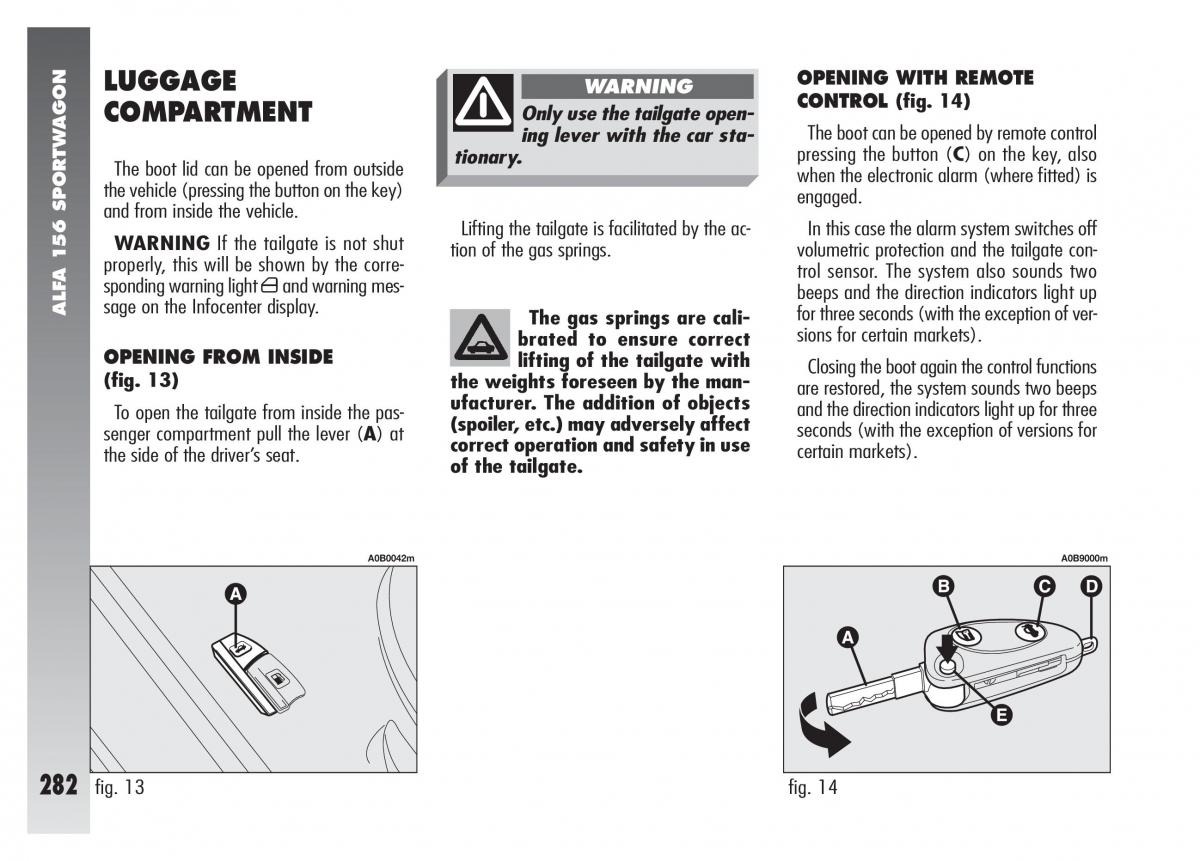 Alfa Romeo 156 owners manual / page 283