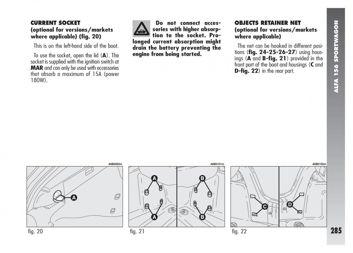 Alfa Romeo 156 owners manual / page 286