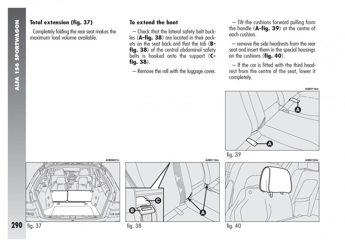 Alfa Romeo 156 owners manual / page 291