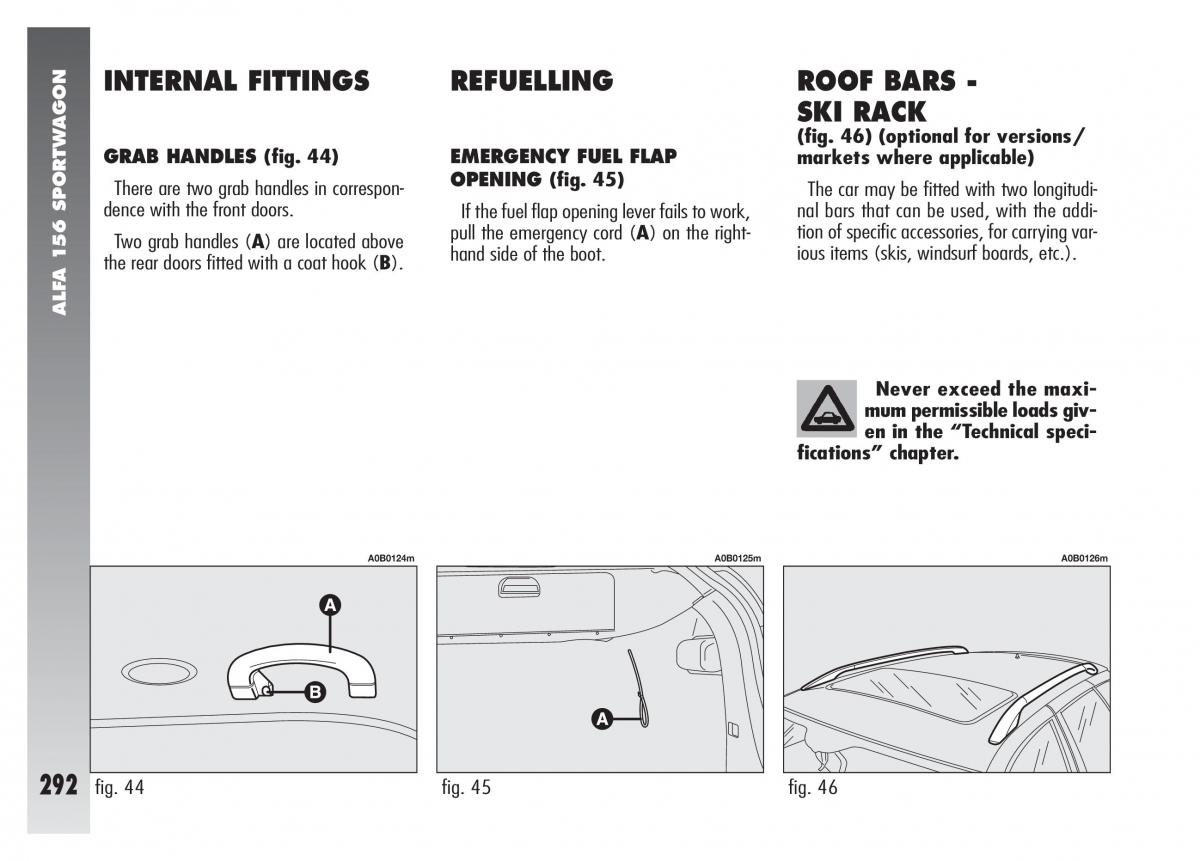 Alfa Romeo 156 owners manual / page 293