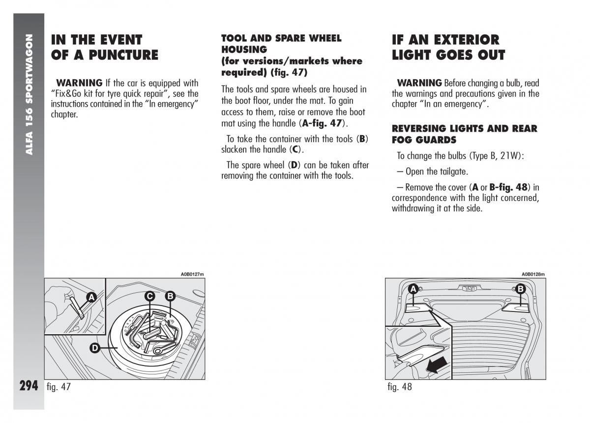 Alfa Romeo 156 owners manual / page 295