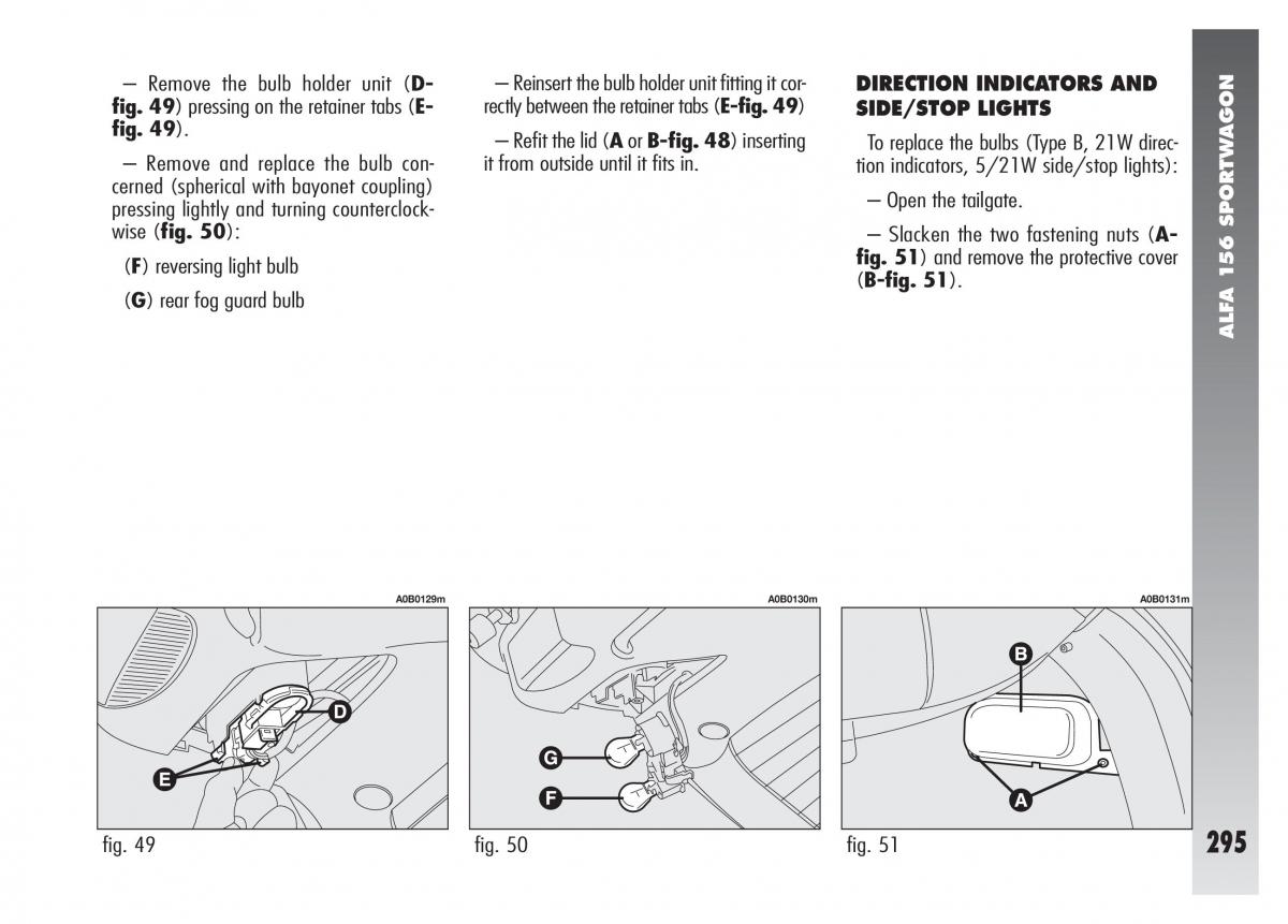 Alfa Romeo 156 owners manual / page 296