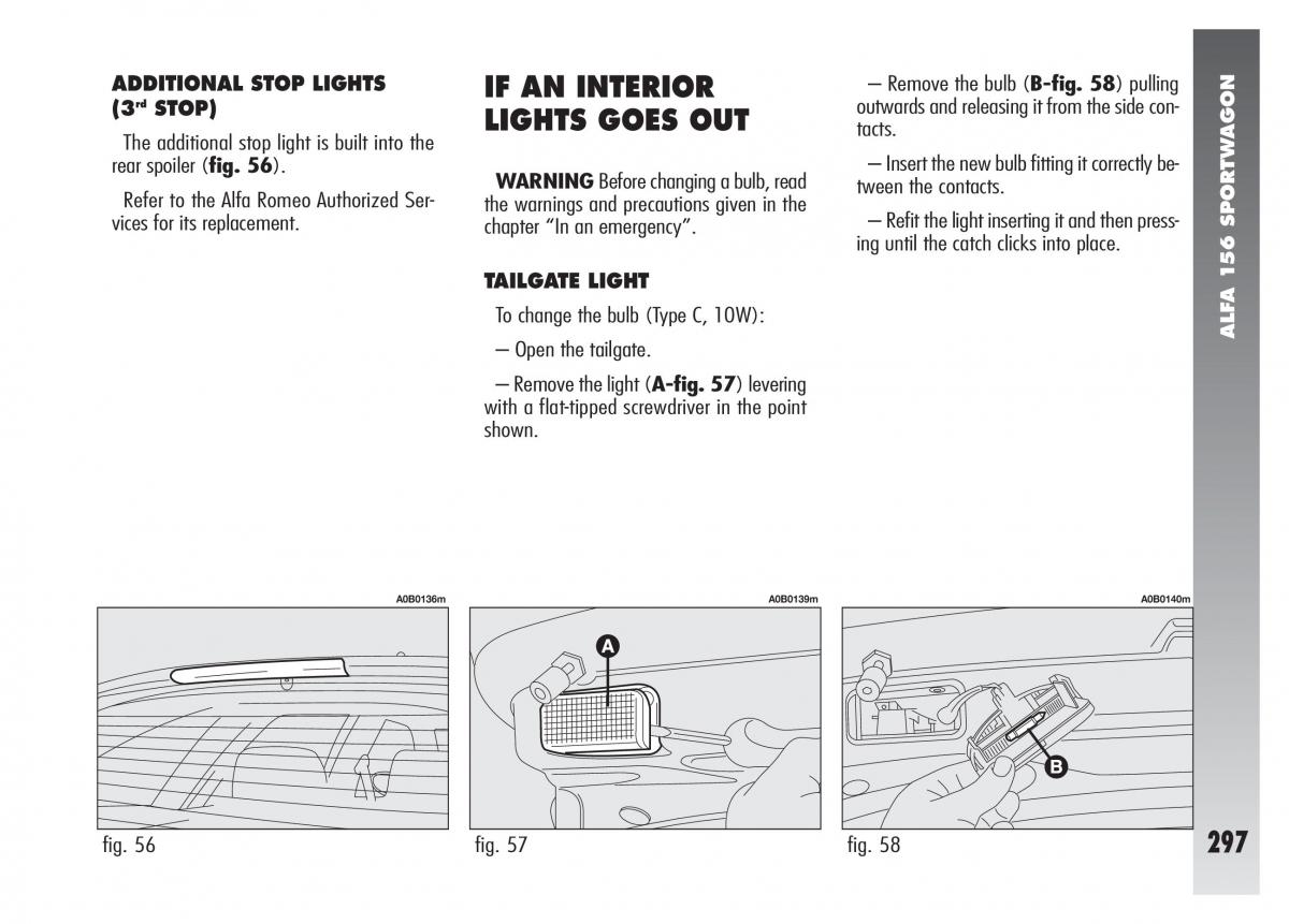 Alfa Romeo 156 owners manual / page 298