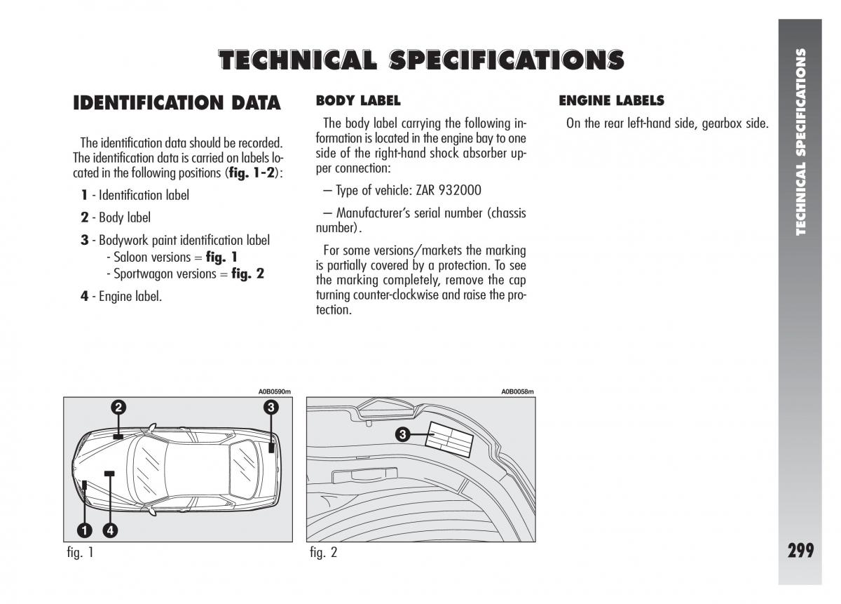 Alfa Romeo 156 owners manual / page 300