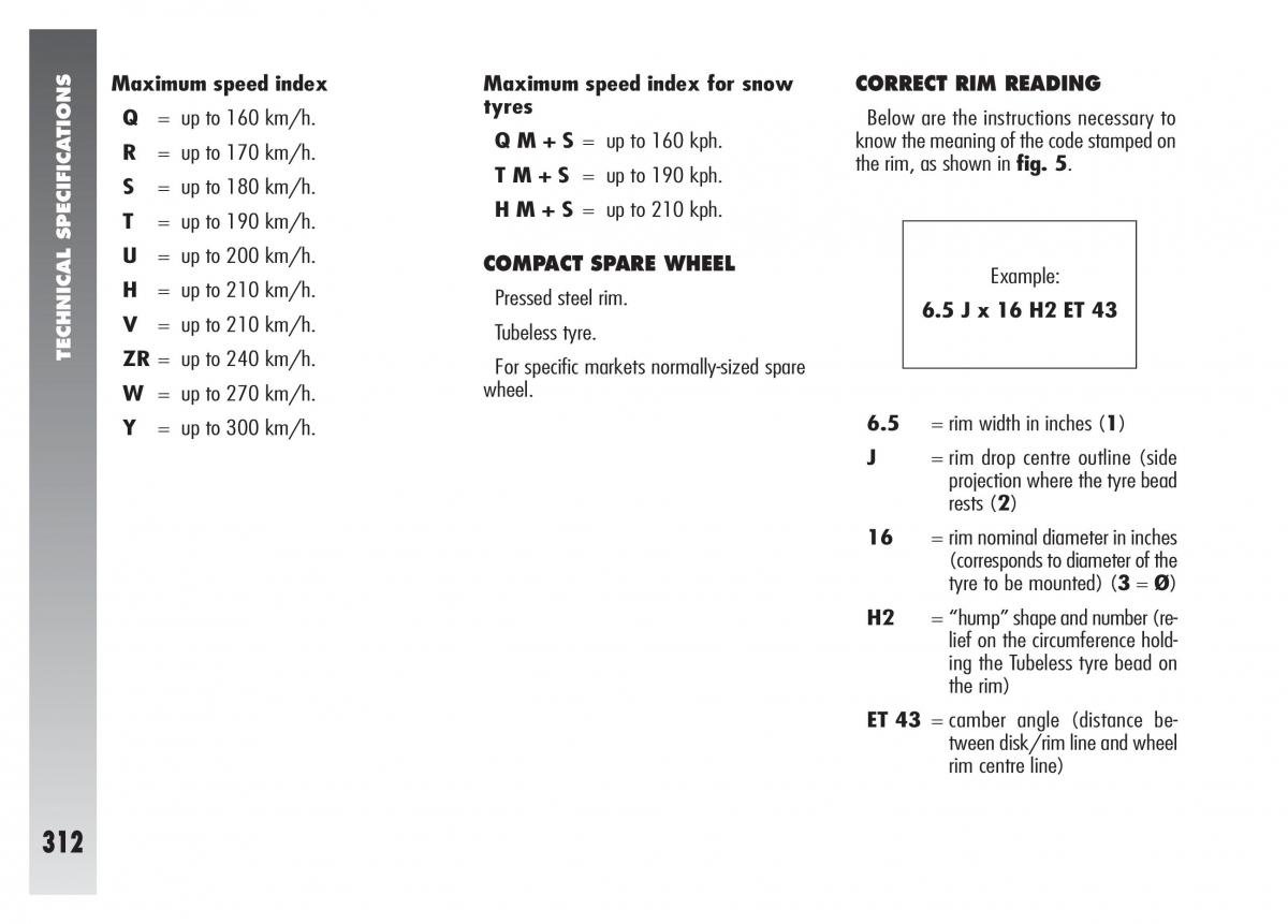 Alfa Romeo 156 owners manual / page 313