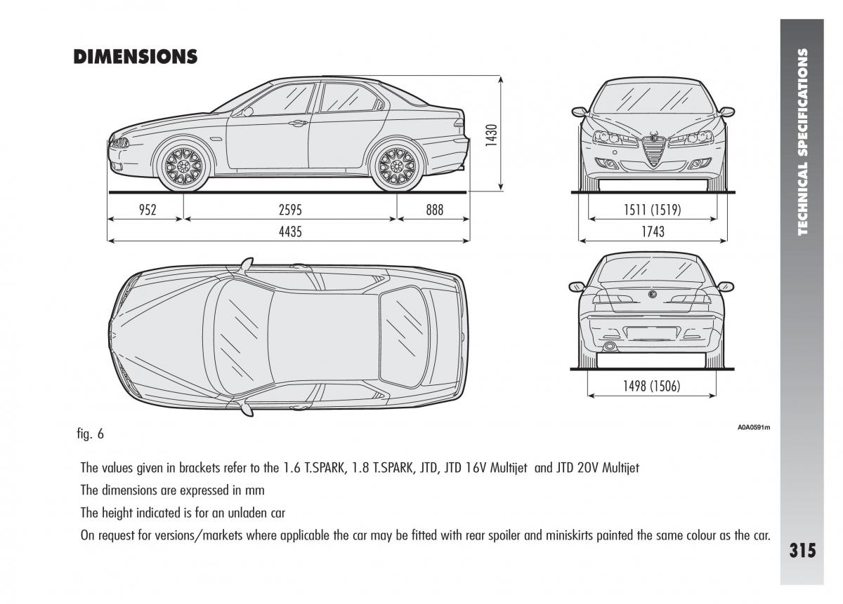 Alfa Romeo 156 owners manual / page 316