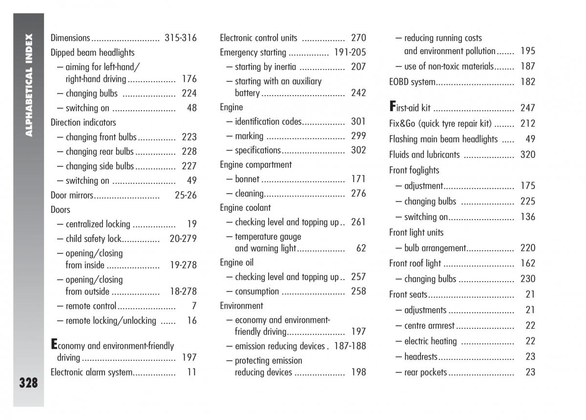 Alfa Romeo 156 owners manual / page 329