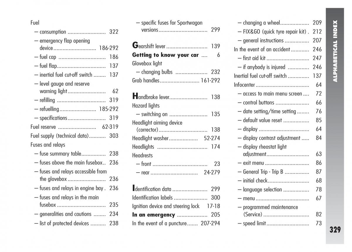 Alfa Romeo 156 owners manual / page 330