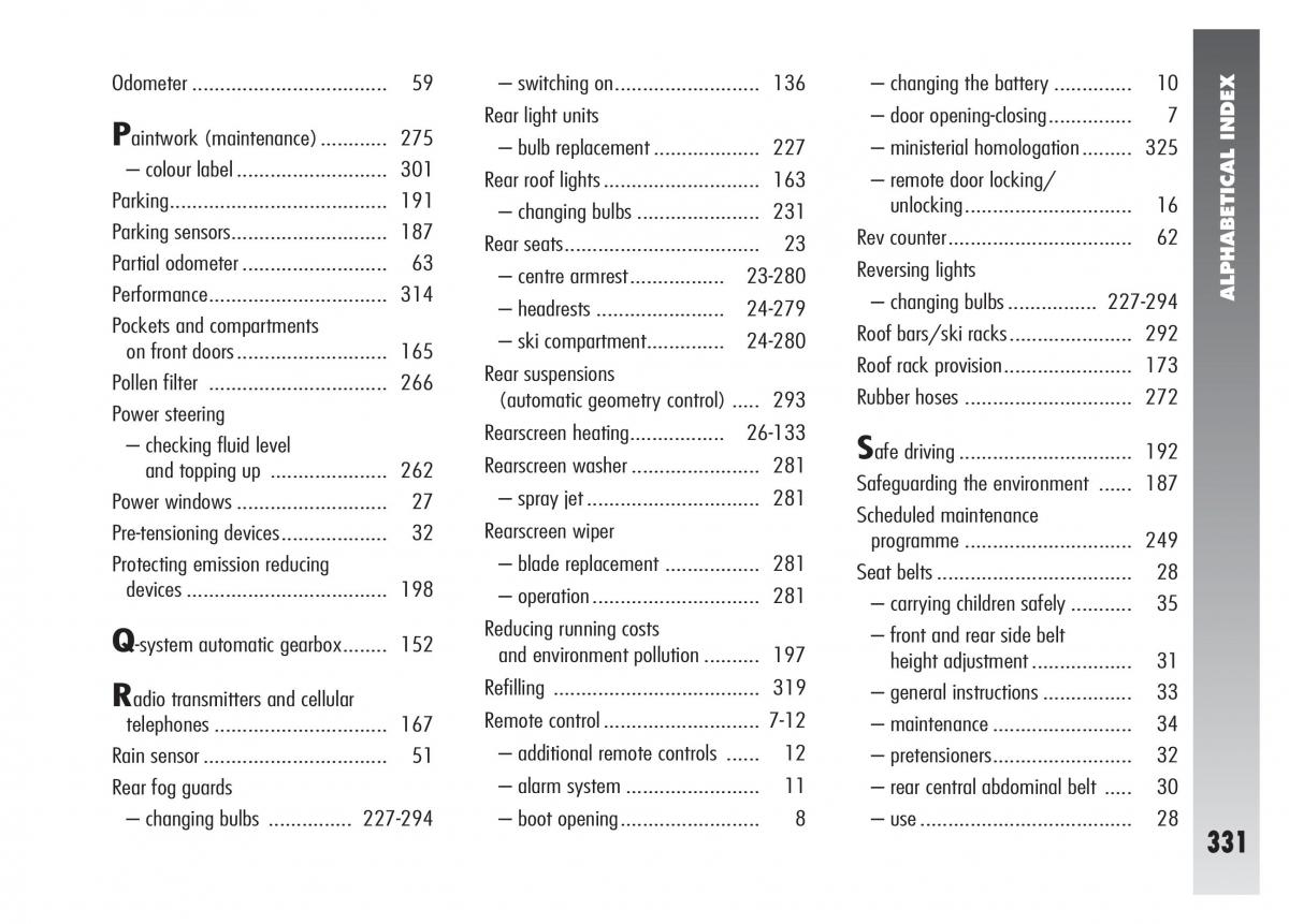 Alfa Romeo 156 owners manual / page 332