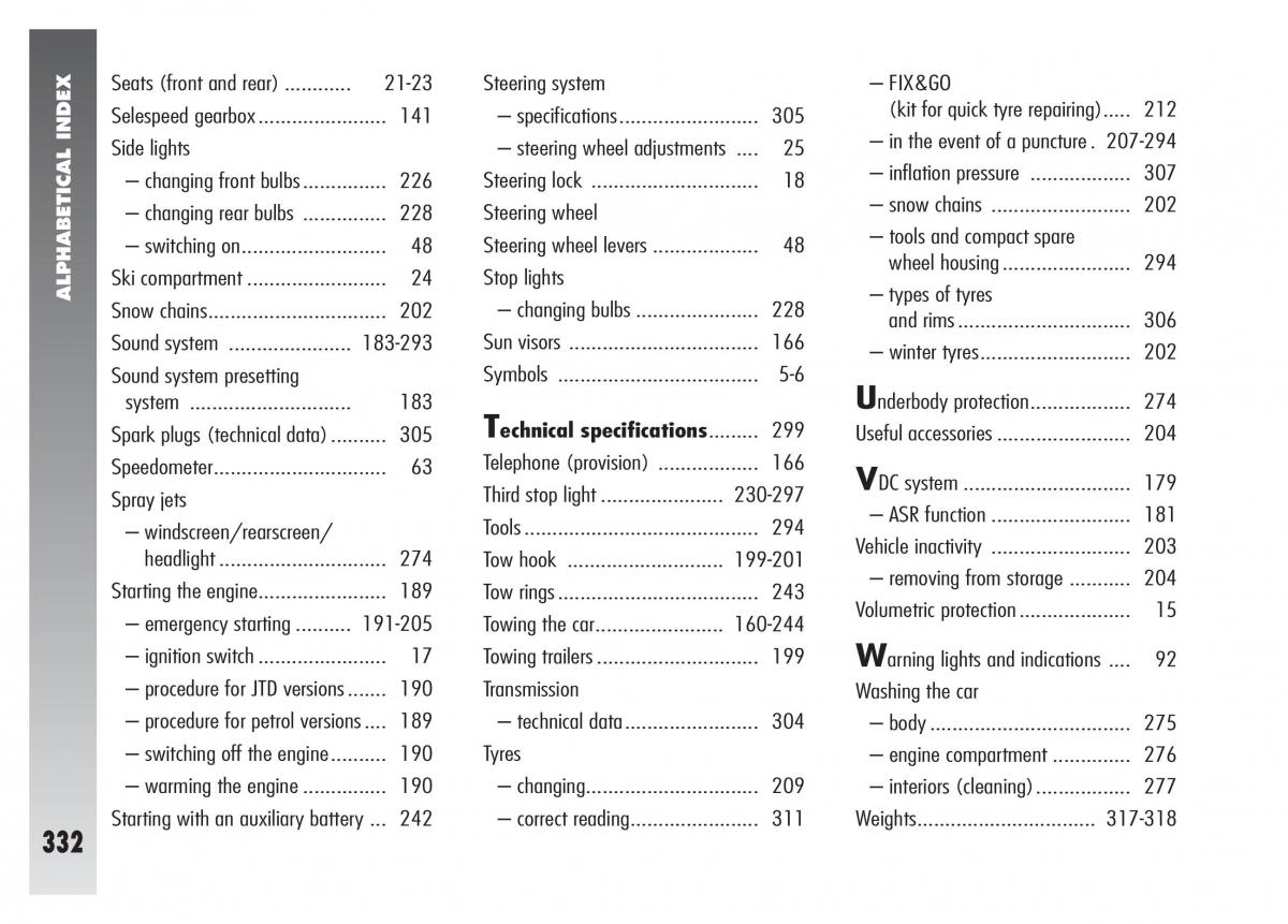 Alfa Romeo 156 owners manual / page 333