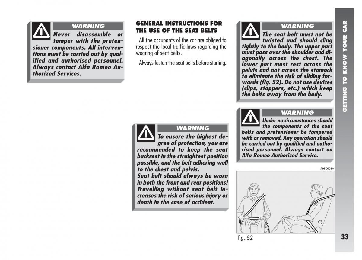 Alfa Romeo 156 owners manual / page 34