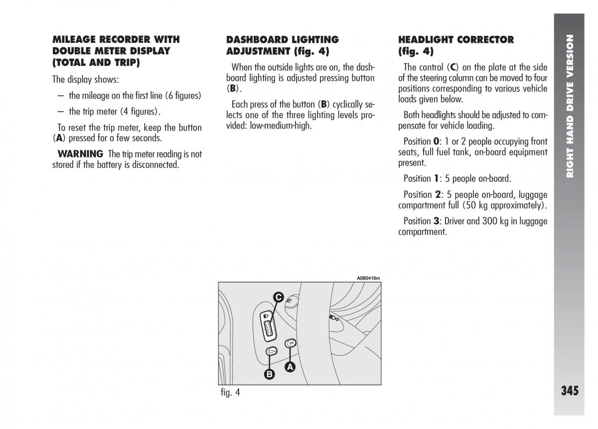 Alfa Romeo 156 owners manual / page 346