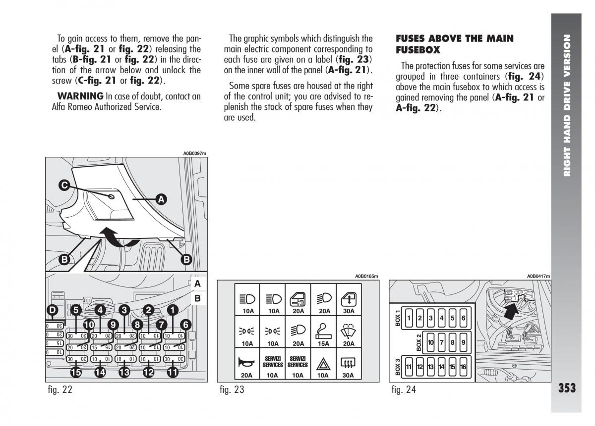 Alfa Romeo 156 owners manual / page 354