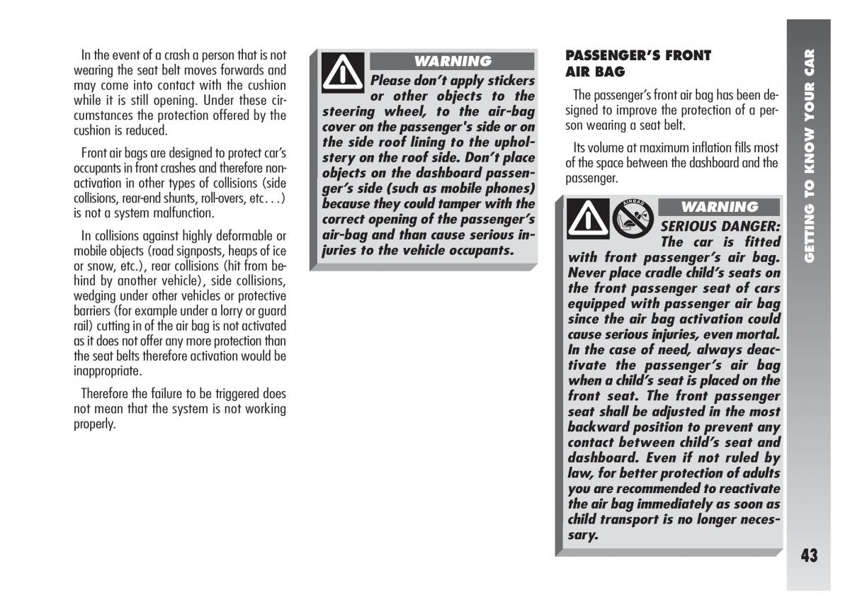 Alfa Romeo 156 owners manual / page 44