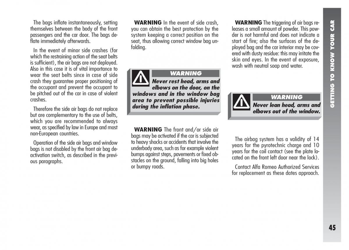 Alfa Romeo 156 owners manual / page 46