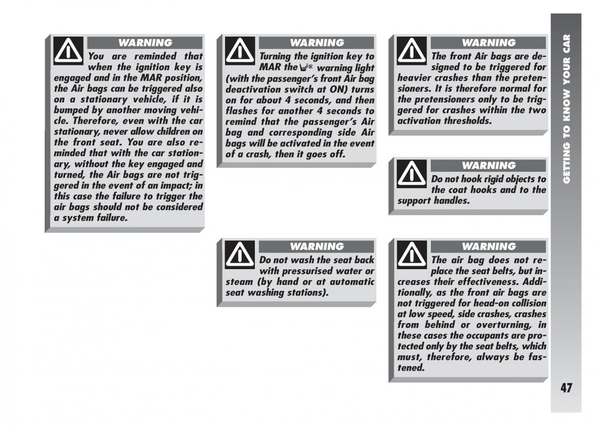 Alfa Romeo 156 owners manual / page 48