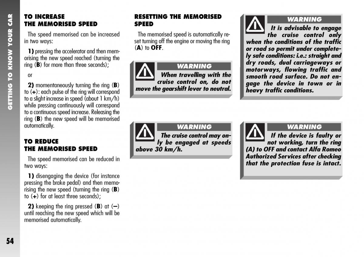 Alfa Romeo 156 GTA owners manual / page 55