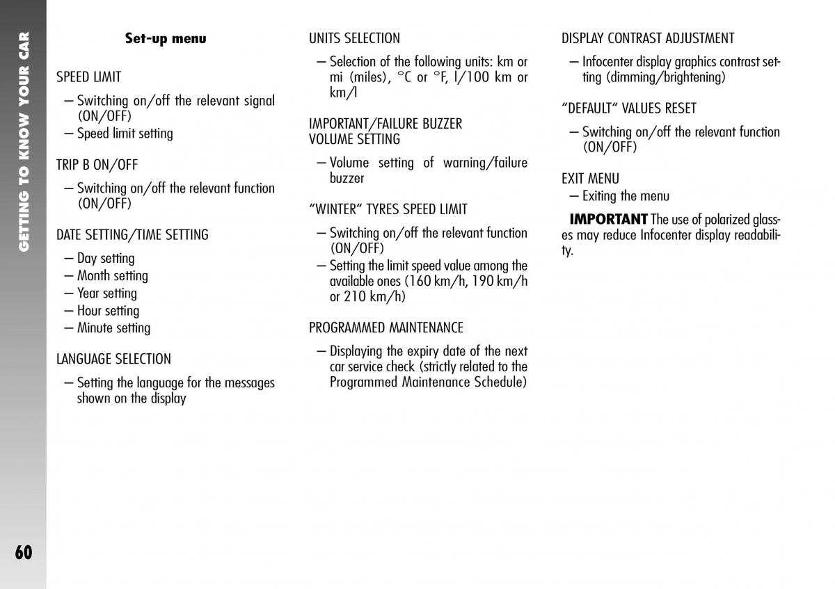 Alfa Romeo 156 GTA owners manual / page 61