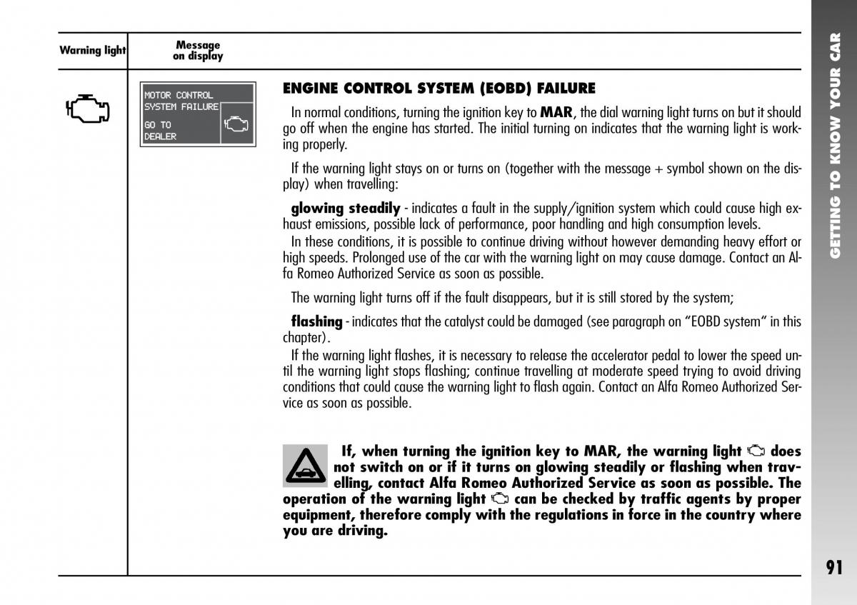 Alfa Romeo 156 GTA owners manual / page 92