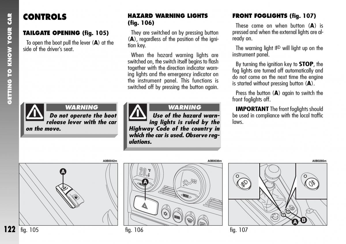 Alfa Romeo 156 GTA owners manual / page 123